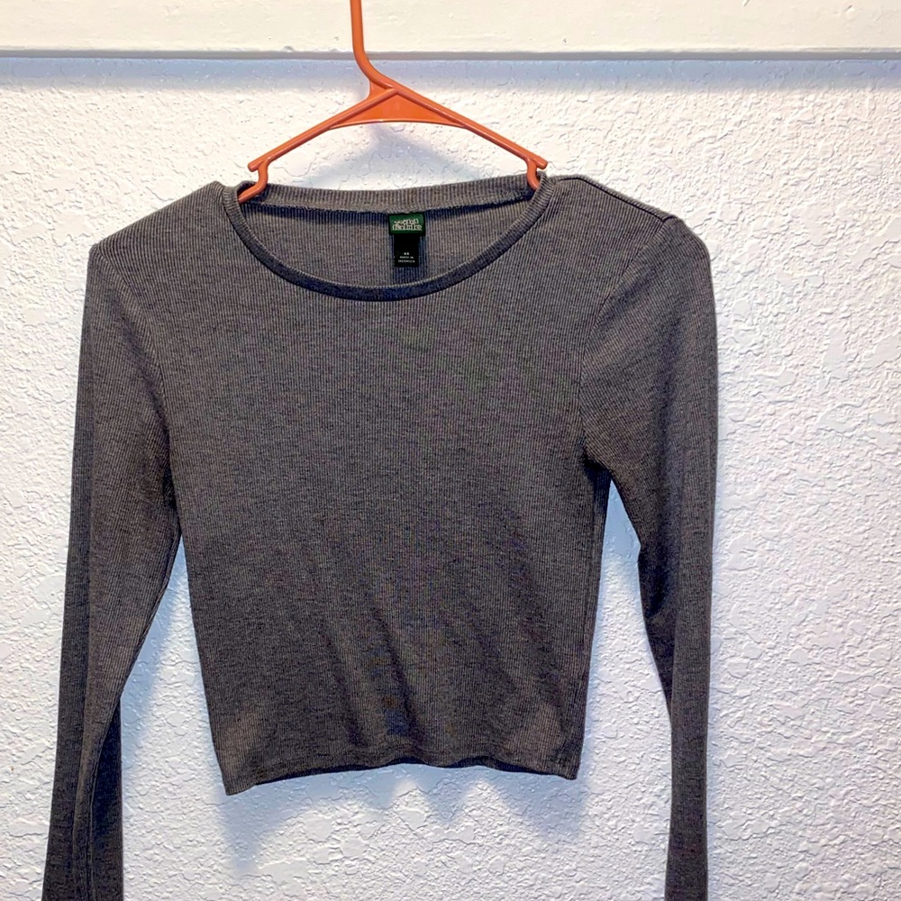 Long sleeve gray crop top